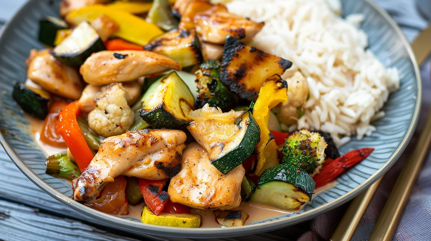 Air Fryer Hibachi Chicken and Vegetables