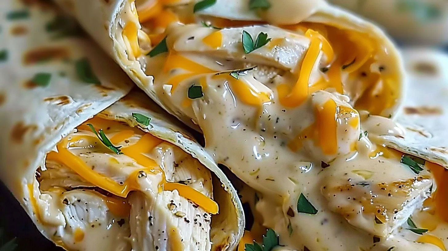 Cheesy Garlic Chicken Wraps