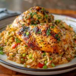 Cheesy Garlic Parmesan Chicken With Buttery Cajun Rice