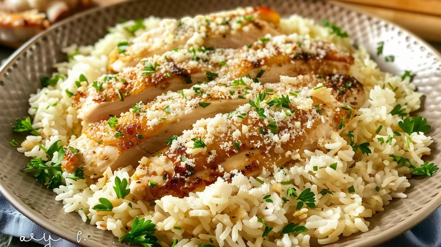 Chicken Scampi With Garlic Parmesan Rice