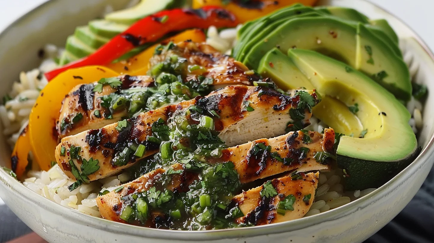 Chimichurri Grilled Chicken Bowl With Garlic Sauce