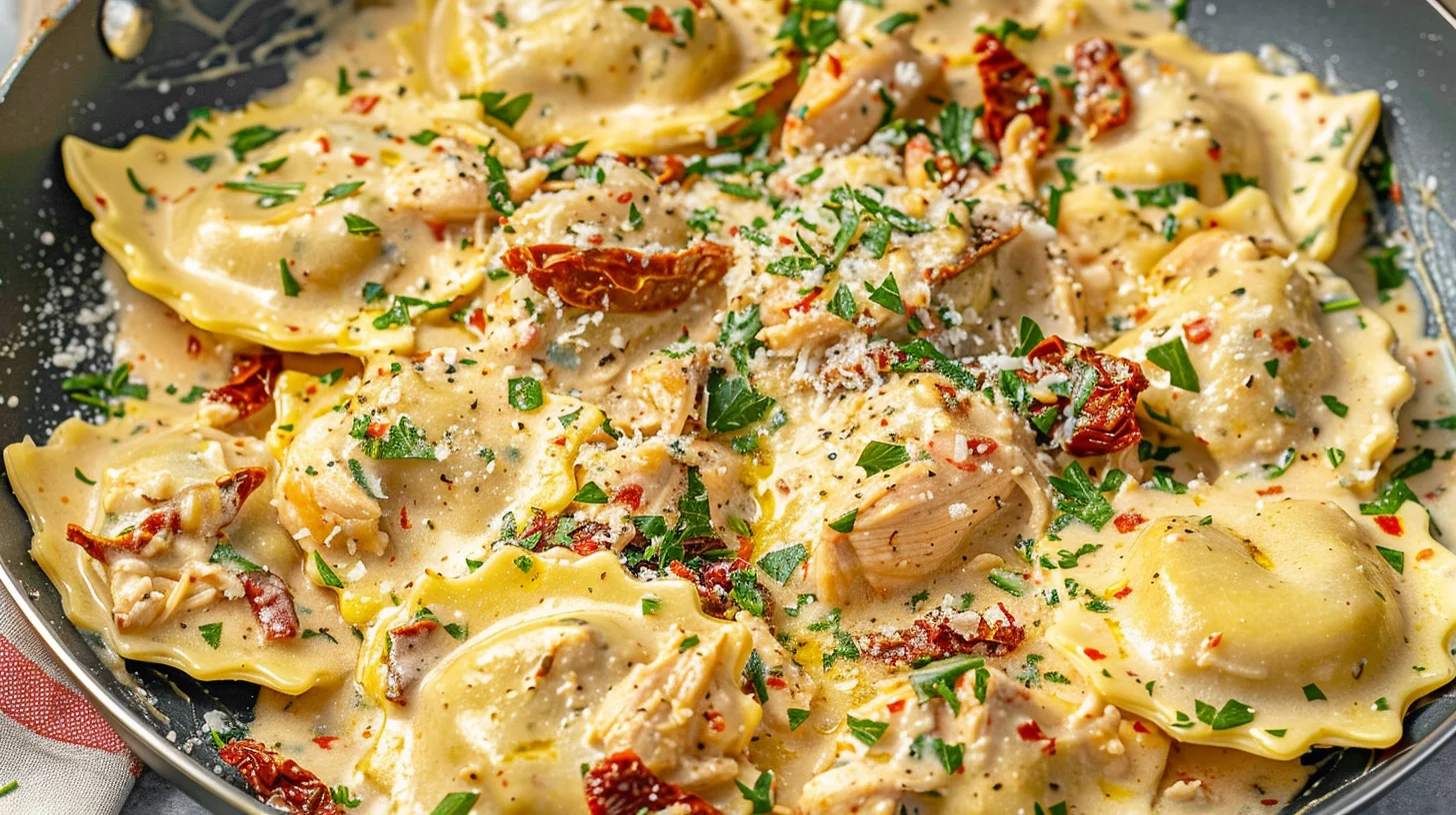 Creamy Sun-dried Tomato Chicken Ravioli