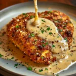 Crispy Parmesan Chicken With A Rich Garlic Sauce