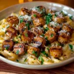 Garlic Butter Sausage Bites With Creamy Parmesan Pasta