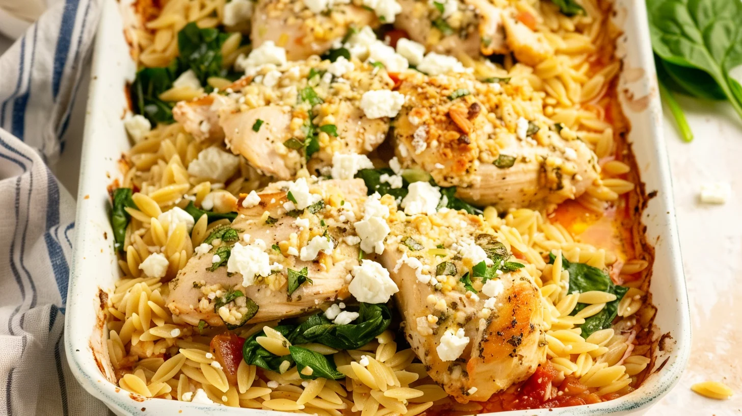 Greek Chicken Orzo Bake