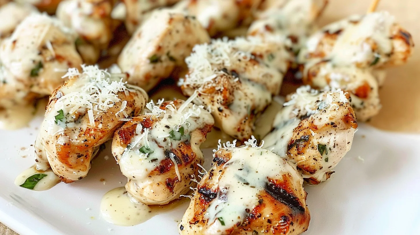 Grilled Chicken Bites With Creamy Garlic Sauce
