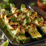 Grilled Honey Lime Chicken Stuffed Zucchini Boats