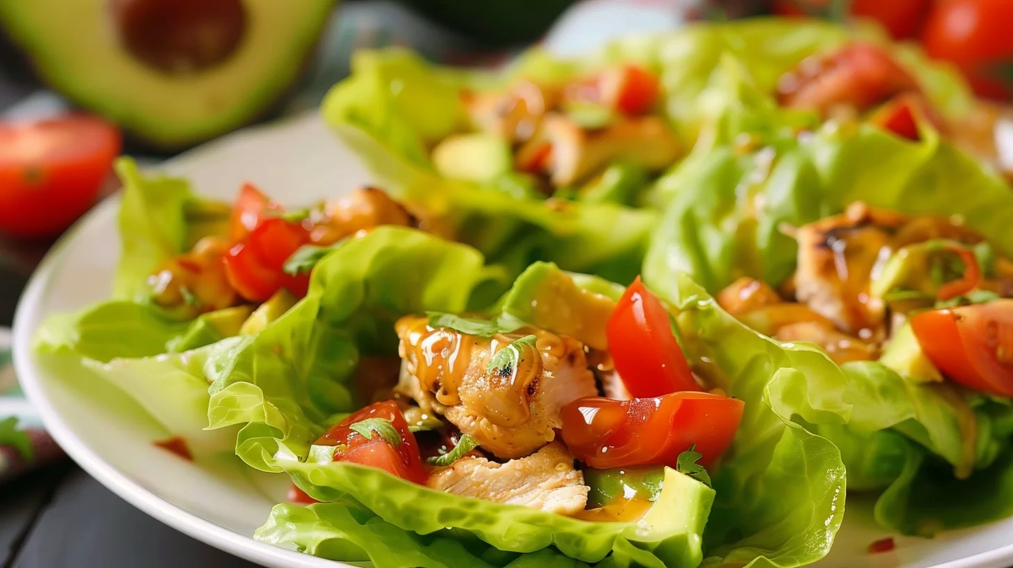 Honey Lime Chicken and Avocado Lettuce Cups