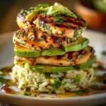 Honey Lime Chicken and Avocado Rice Stack