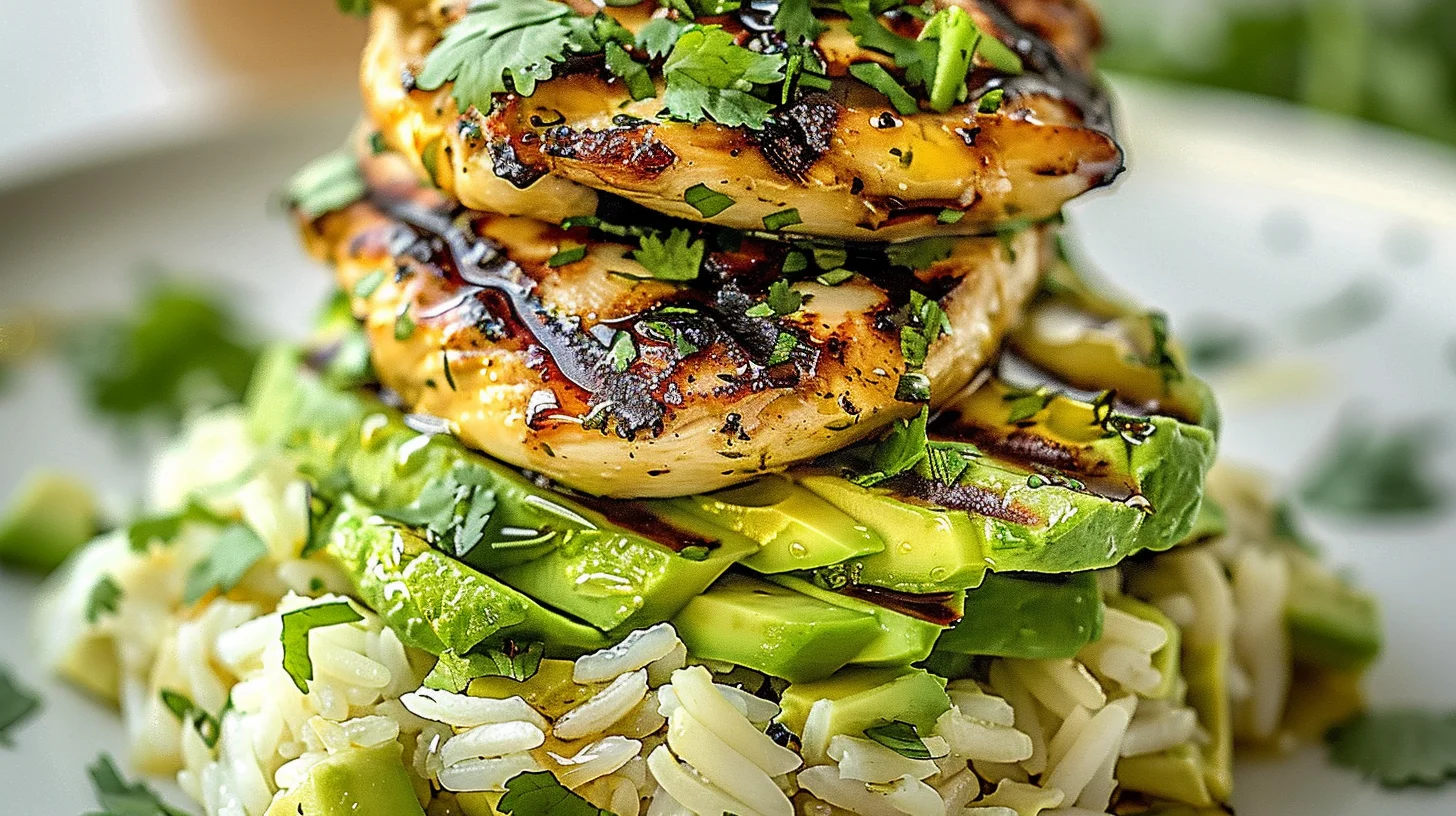 Honey Lime Chicken and Avocado Rice Stack