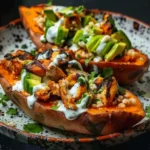 Honey Lime Chicken and Avocado Stuffed Sweet Potatoes