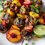 Honey Lime Chicken and Charred Peach Skewers With Chipotle Glaze