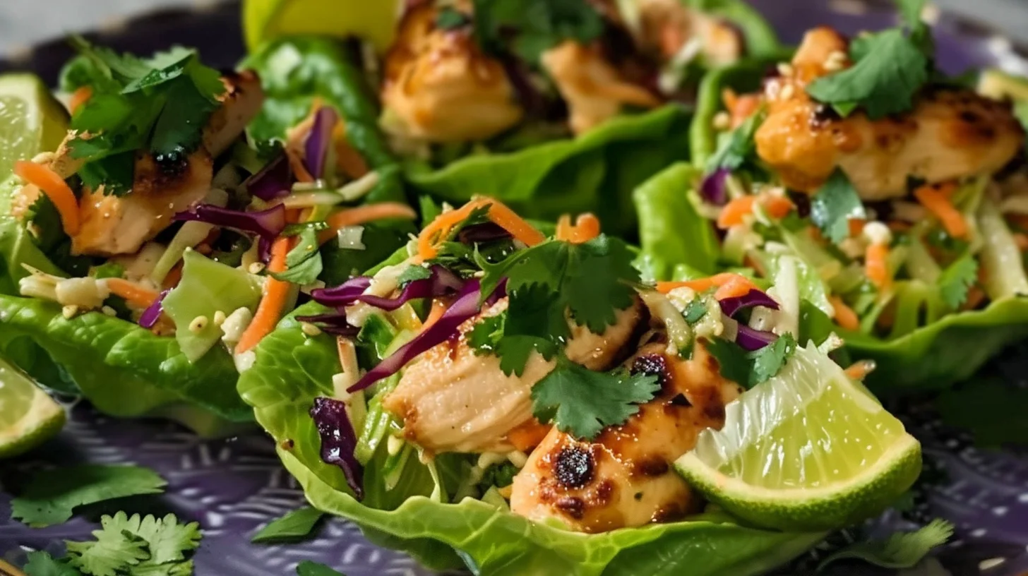 Honey Lime Chicken Lettuce Cups With Crunchy Slaw