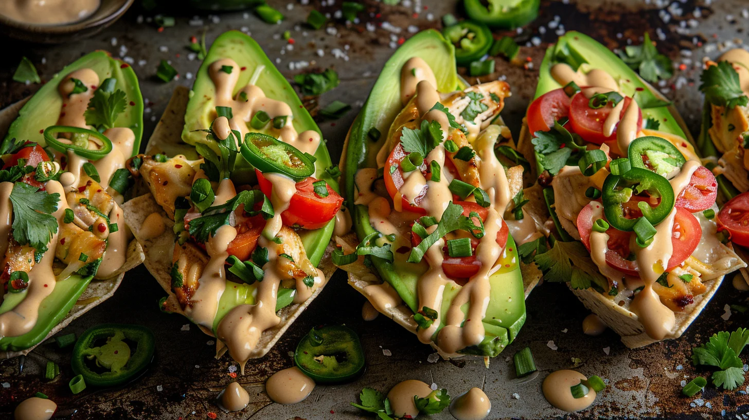Honey Lime Chicken Nacho Boats With Creamy Jalapeño Drizzle