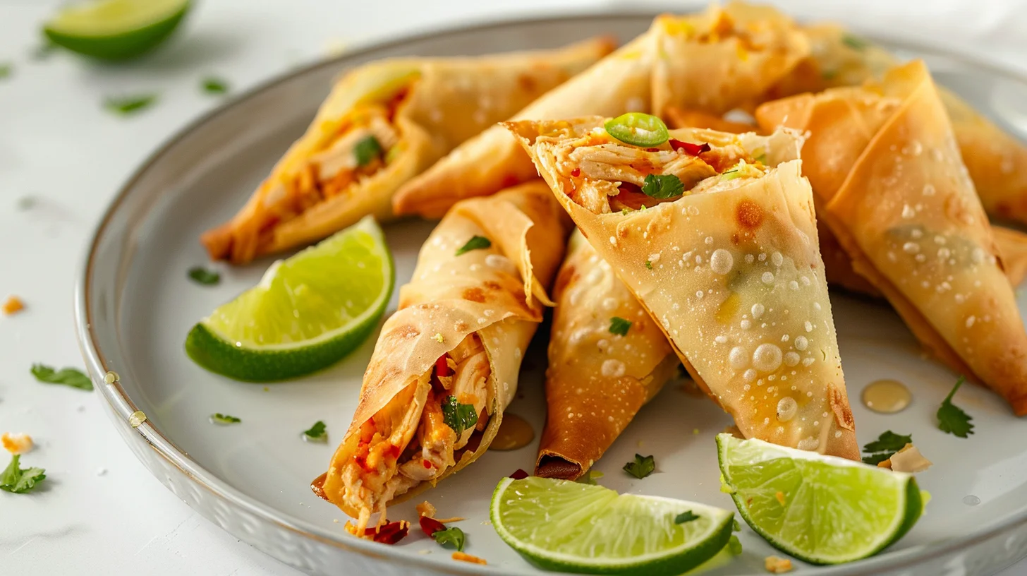 Loaded Honey Lime Chicken Samosa Cones