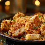 Parmesan Crusted Chicken Bites and Smoked Cajun Alfredo Gemelli