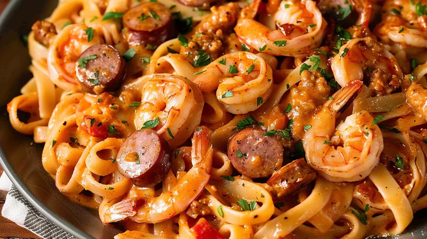 Shrimp and Smoked Sausage Pasta With Creamy Cajun Sauce