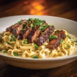 Spicy Cajun Steak With Creamy Alfredo Pasta