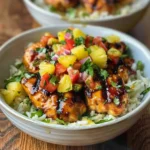 Sticky Honey Garlic Chicken Bowls With Pineapple Salsa and Cilantro Rice