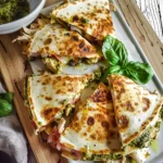 Basil Pesto Chicken Quesadillas With Mozzarella