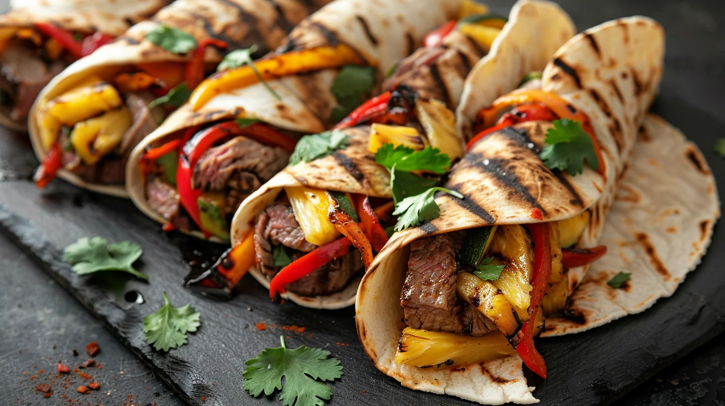 Carne Asada Style Pineapple Steak Fajita Roll Ups