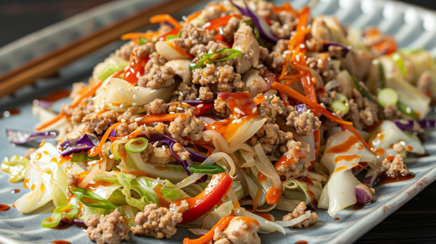 Chicken and Cabbage Stirfry With Ground Meat