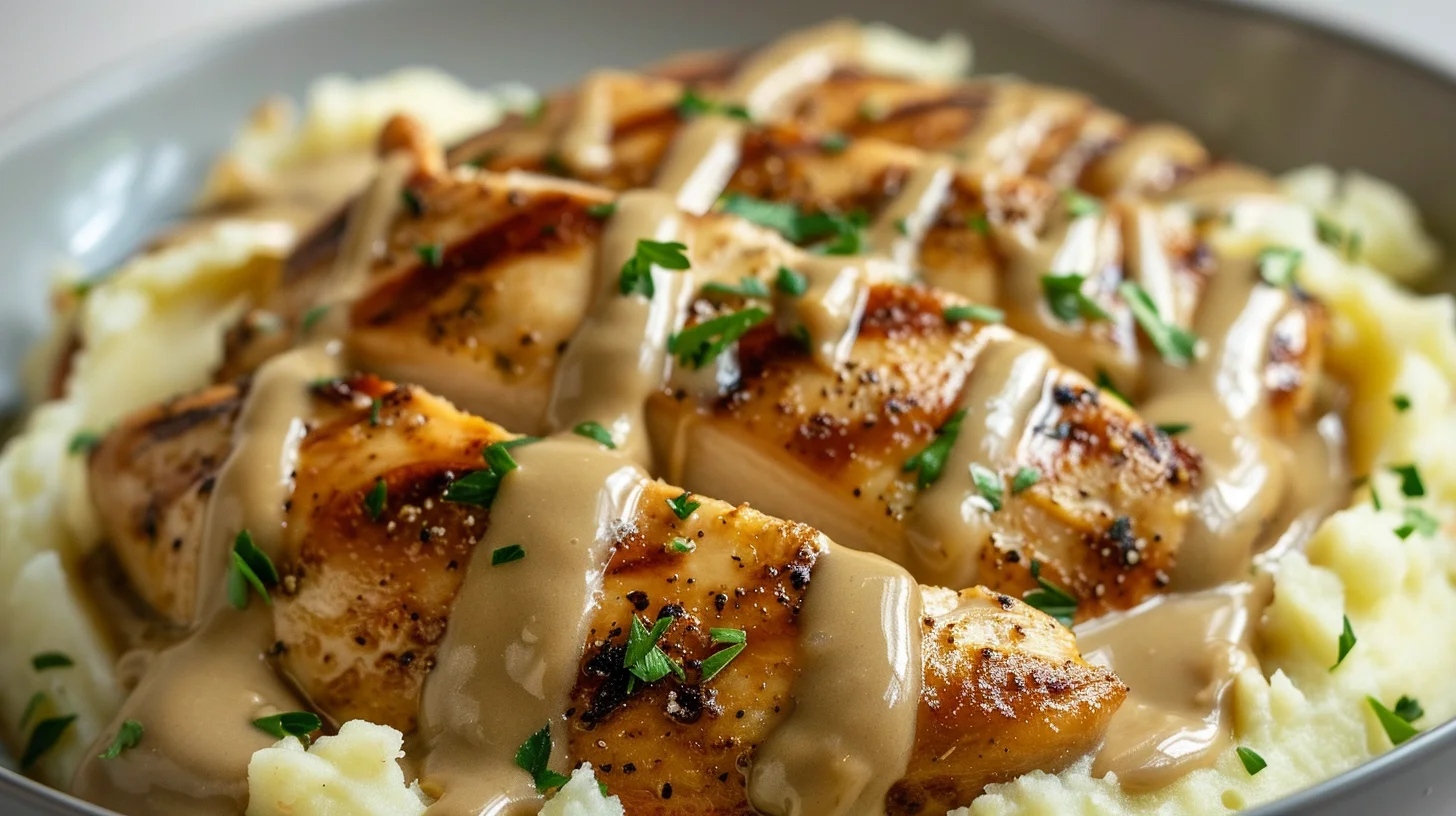 Chicken With Creamy Dijon Sauce and Mashed Potatoes