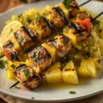 Citrus Marinated Turkey and Pineapple Skewers With Pineapple Rice