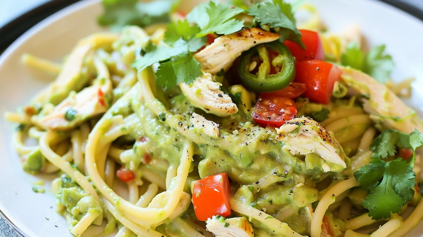Creamy Avocado Chicken Pasta With Lime and Cilantro