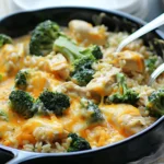 Creamy Chicken Broccoli Rice Cheese Casserole