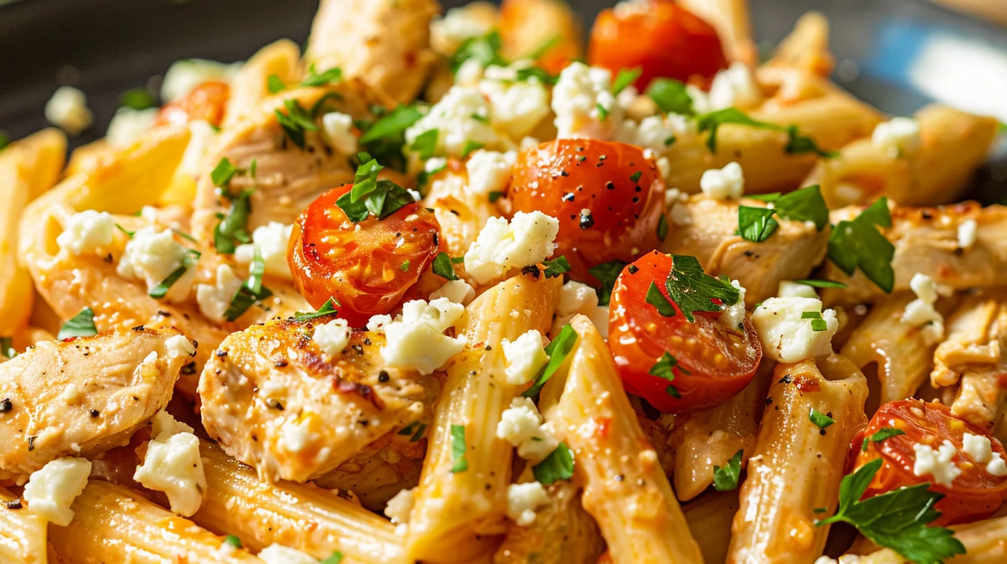 Creamy Harissa Chicken Pasta With Feta