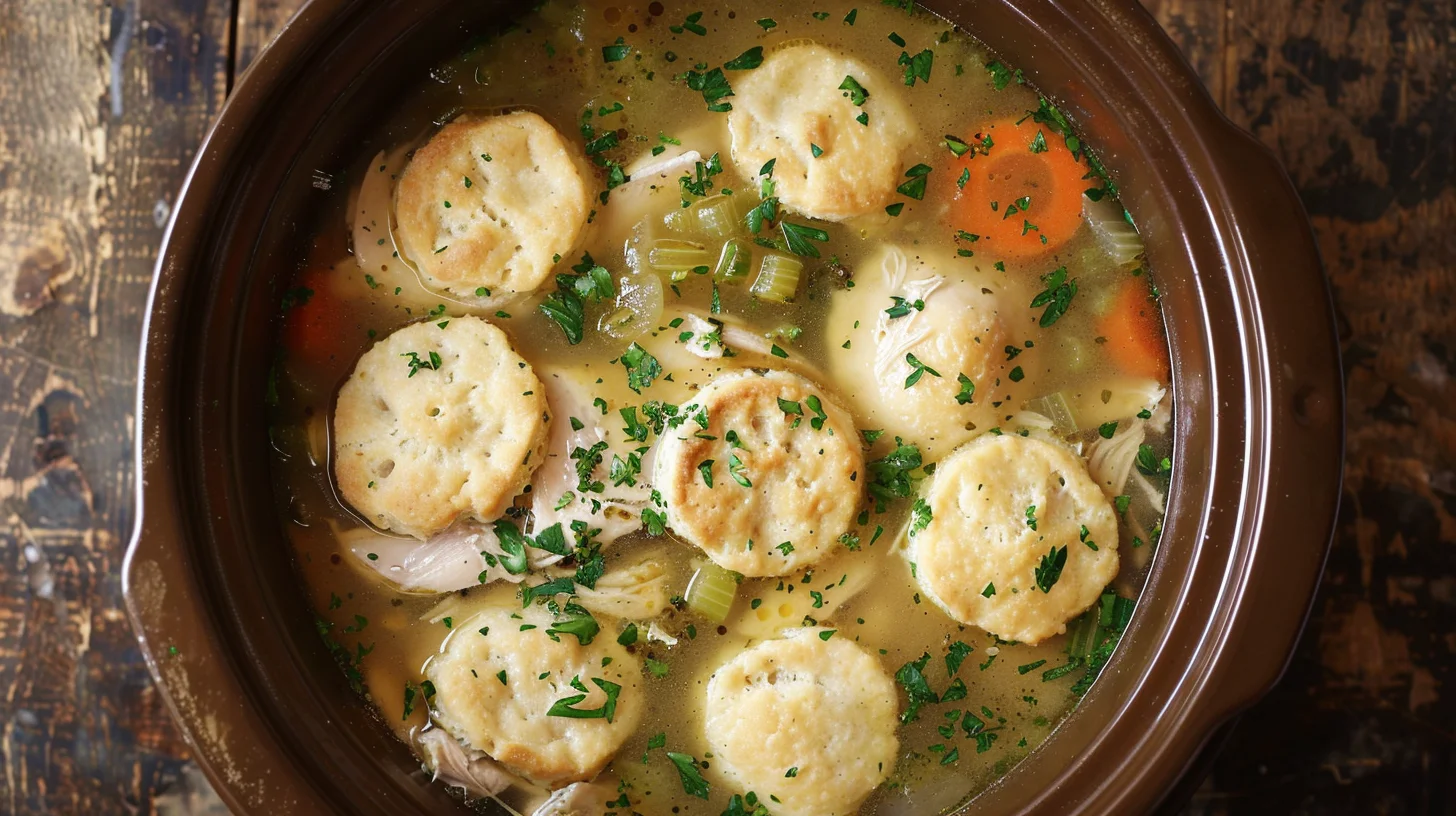 Crockpot Chicken and Dumplings With Canned Biscuits