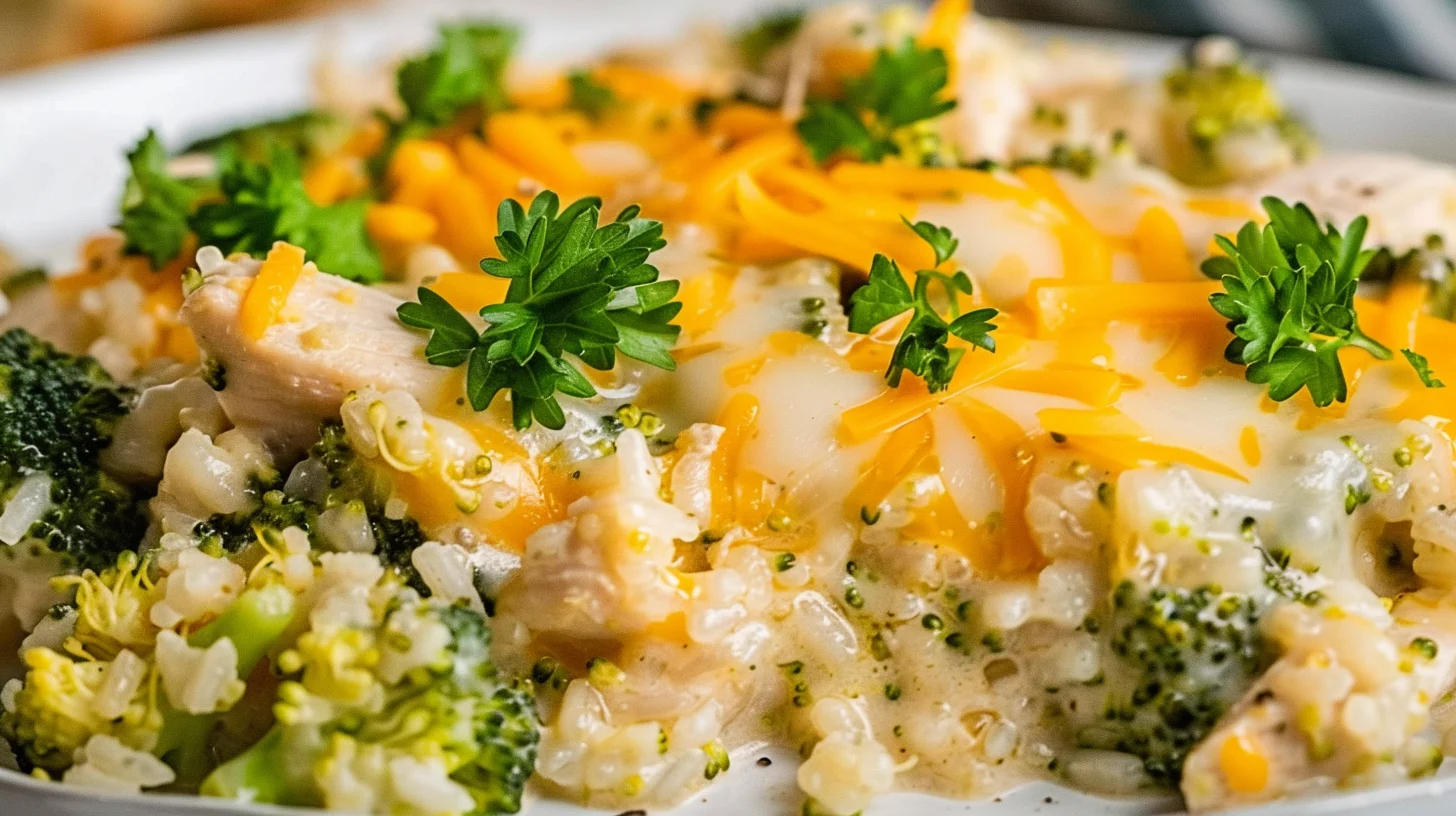Crockpot Chicken Broccoli and Rice Casserole