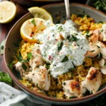 Dump and Bake Chicken Tzatziki With Rice Recipe