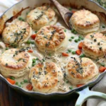 Easy Skillet Chicken Pot Pie With Biscuits