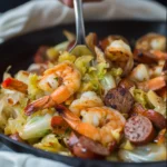 Fried Cabbage With Shrimp and Sausage