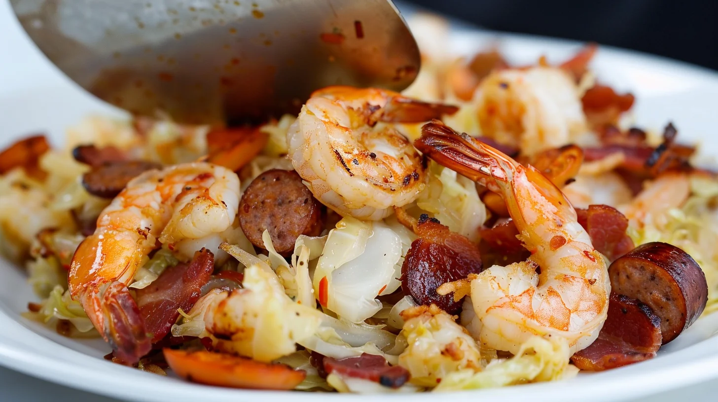 Fried Cabbage With Shrimp and Sausage