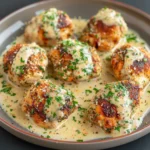 Garlic Butter Parmesan Chicken Bites With Creamy Herb Sauce