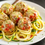 Garlic Butter Turkey Meatballs With Lemon Zucchini Noodles