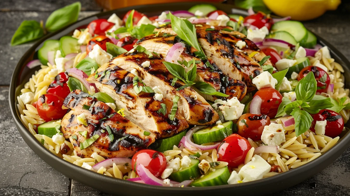 Honey Balsamic Grilled Chicken With Orzo Salad