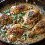 One Skillet Chicken With Garlicky Mushroom Cream Sauce Recipe
