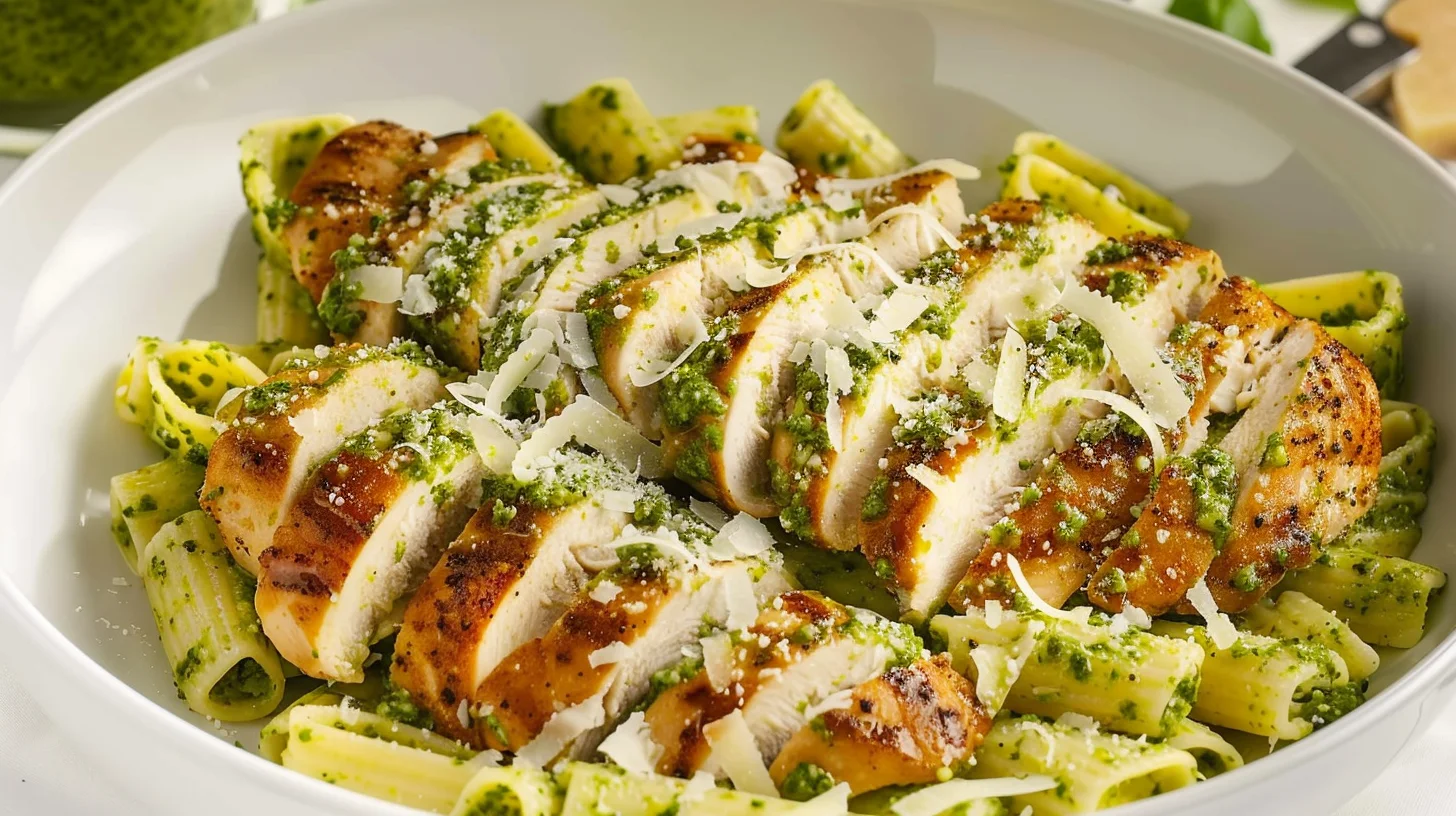 Pesto Pasta With Parmesan Chicken