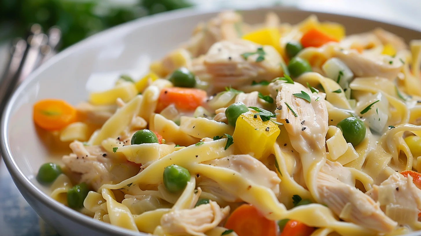 Slow Cooker Chicken Pot Pie Pasta Recipe