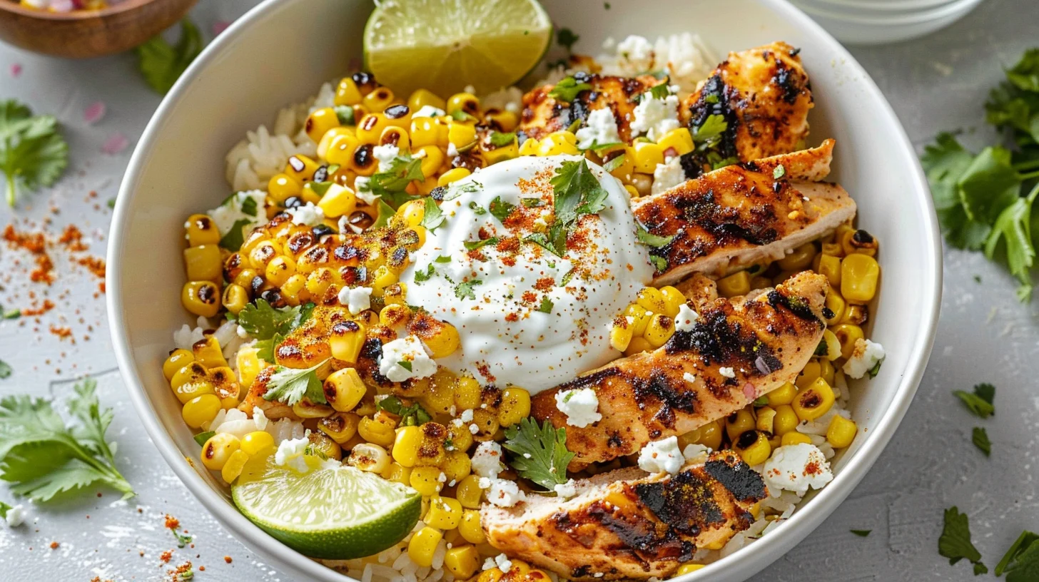 Street Corn Chicken Rice Bowls