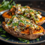 Buffalo Chicken Stuffed Sweet Potatoes