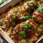 Caramelised Soy Chicken In Garlic Ginger Broth With Rice Casserole