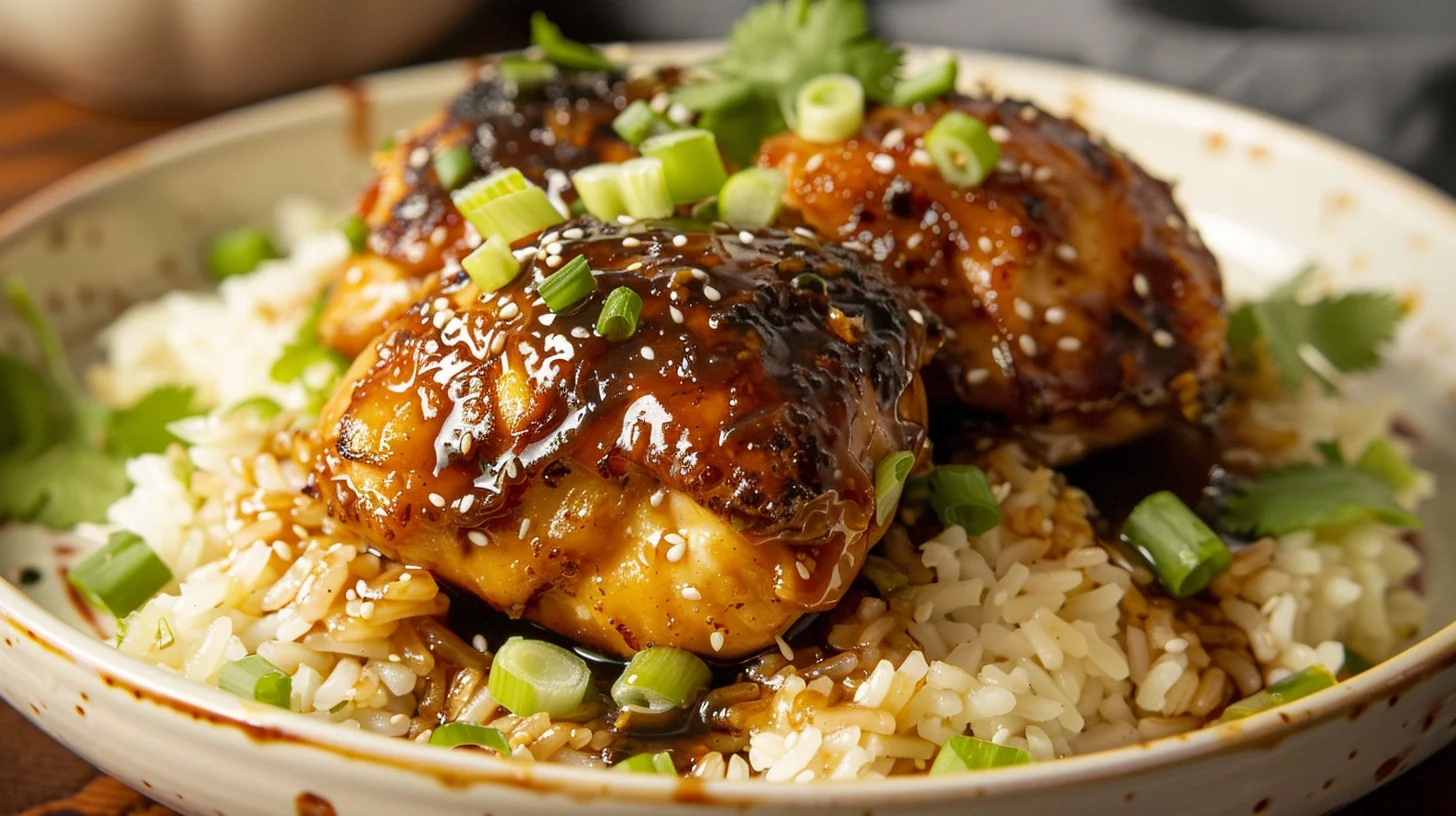 Caramelised Soy Chicken In Garlic Ginger Broth With Rice Casserole