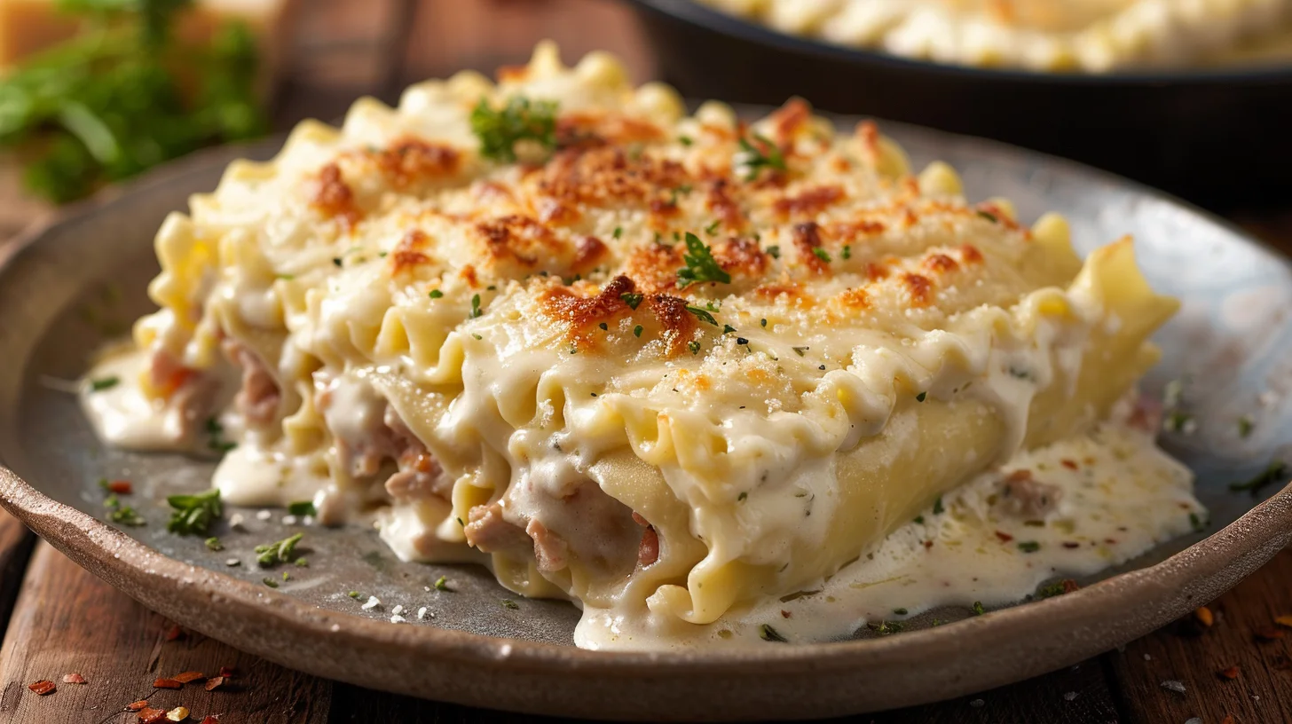 Chicken Alfredo Lasagna Roll Ups