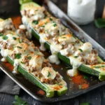 Chicken Alfredo Zucchini Boats