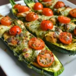 Chicken Pesto Zucchini Boats